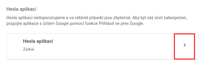 Google účet, Hesla aplikací