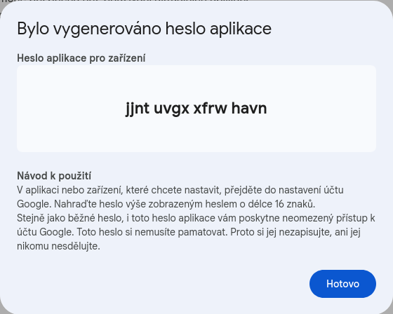Google účet, Jméno aplikace